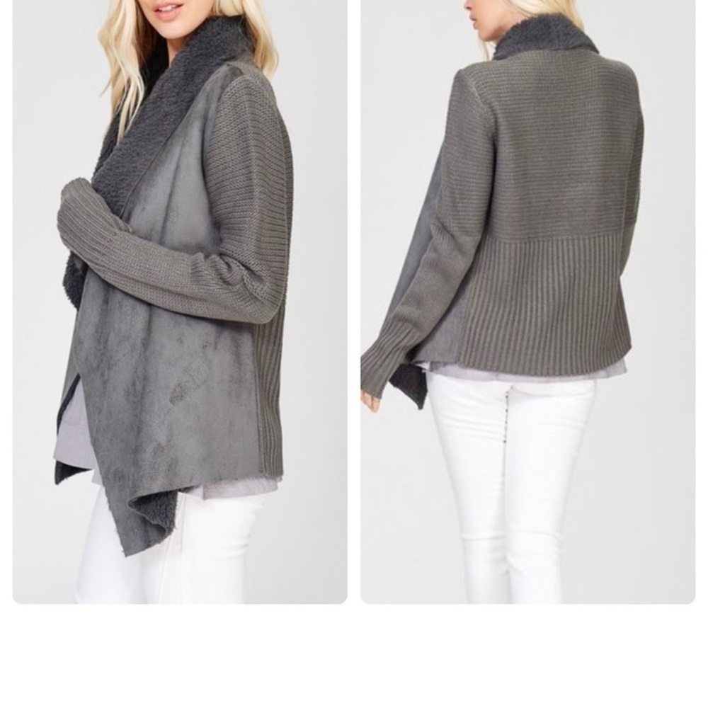 Beautiful Gray Suede & Sherpa Gray Jacket!